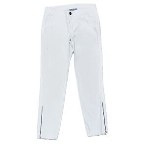 👖🤍 ATHLETA White Stretch Ankle Pants | Women’s Sz 6 | Organic Cotton Zip Detail